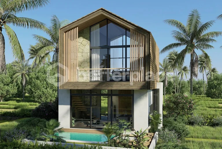 Seaside Serenity & Modern Comfort : Stylish Enclosed Living Villa with Tranquil Rice Field Views