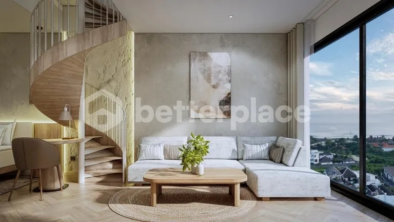 Bali Luxury Real Estate: Modern 1-Bedroom Apartment in Canggu for Sale – Enjoy Rooftop with Ocean Views, Tranquil Living, and Investment Potential